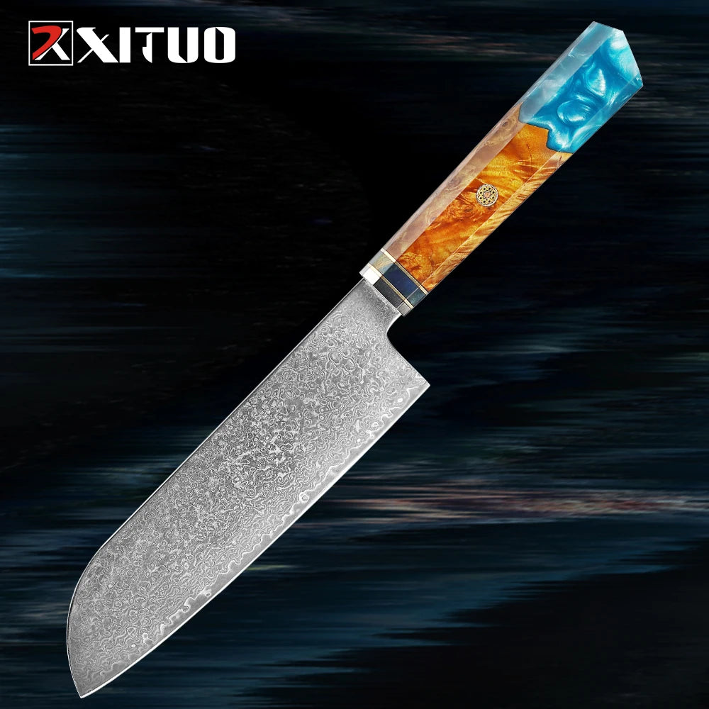 XITUO Damascus Santoku Knife – 67-Layer VG10 Japanese Steel Santoku Kitchen Knife Qst Santoku Knife