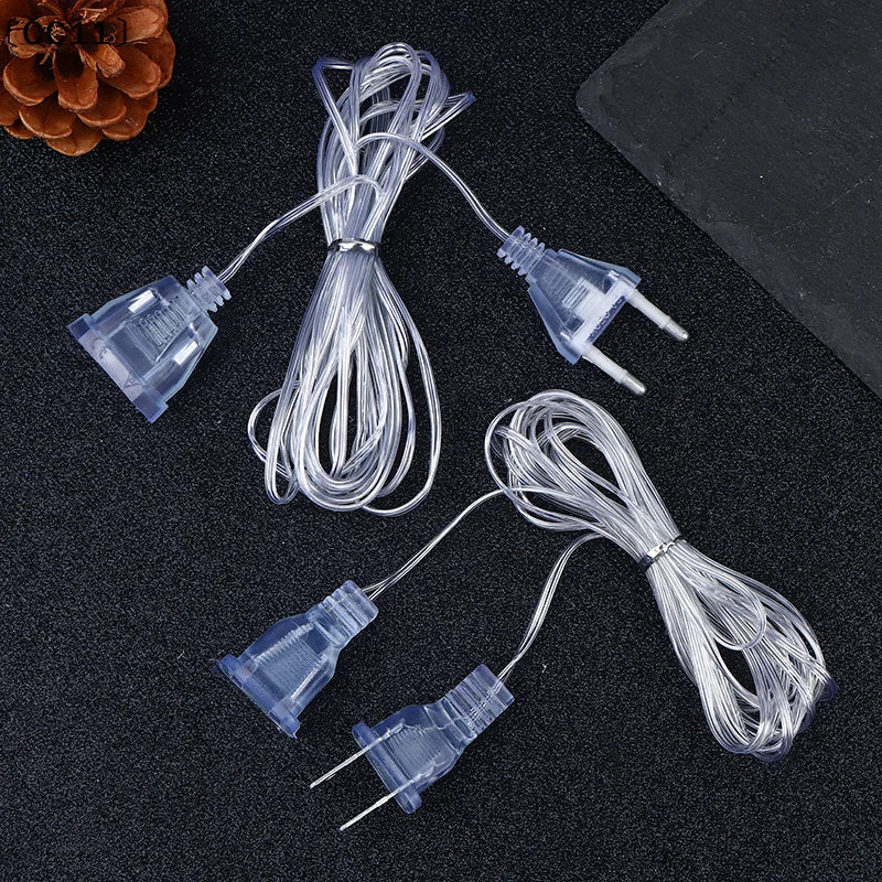 EU US Plug Light String Extension Cable 3M 5M | Copper Wire Light String Extension Qme