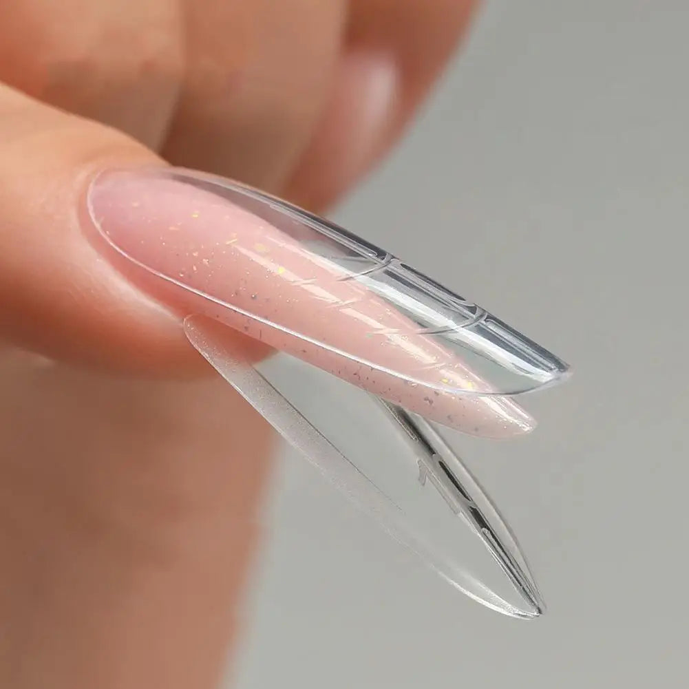 Qme Dual Almond Poly Gel Full Cover Reusable Nail Forms 240pc Nail Extension Molds Qme