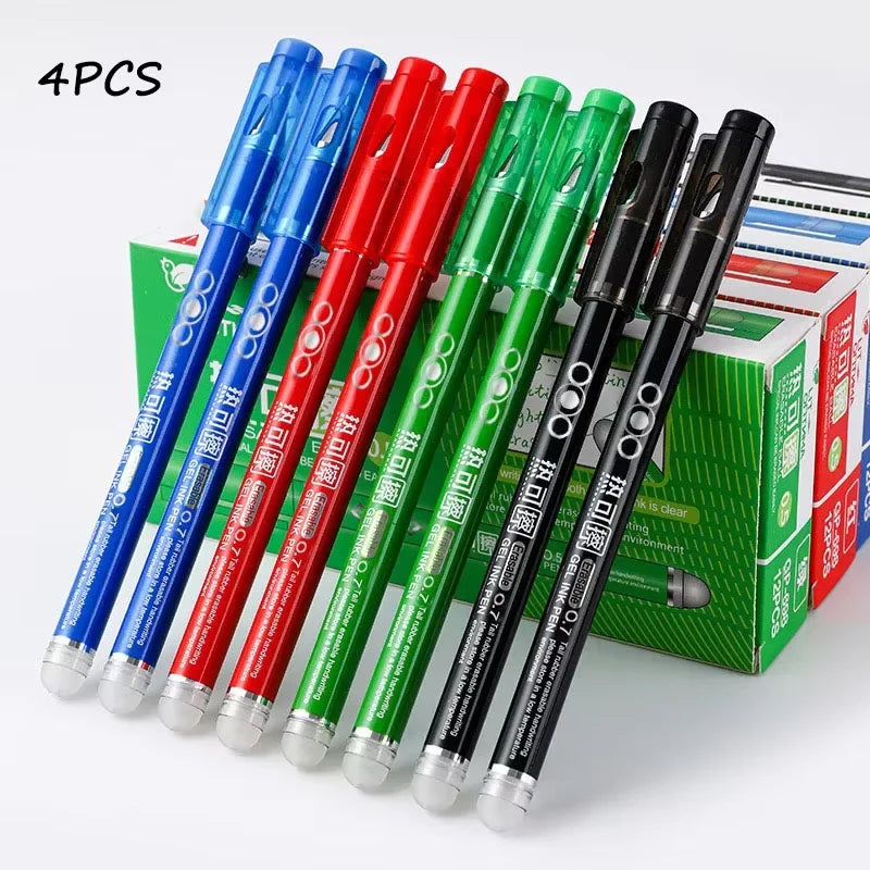 Heat Erasable Gel Pens 0.7mm Bullet Nib | 4-Color Set Erasable Gel Pens Qme