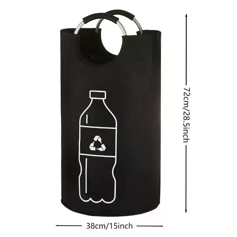 82L Foldable Bottle Storage Basket Kitchen Recycling Bag – Black Foldable Storage Basket Qme