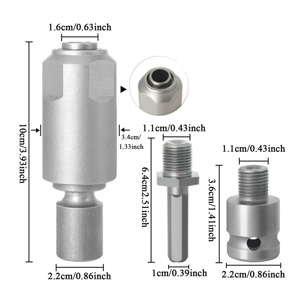 3-Piece Cordless Drill Wrench Adapter Conversion Kit Drill Adapter Kit Qme