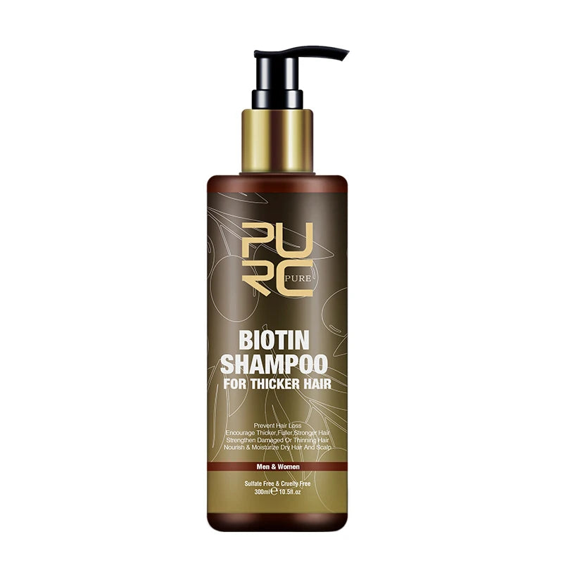 PURC Biotin Shampoo, Conditioner & Hair Growth Oil Set Hair Care Set Qst 300ml Shampoo Russian Federation