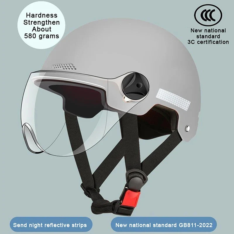 3C Certified Adult Cartoon Bike Motorcycle Half Helmet & Goggles Bike Safety Helmet Qme Gray A