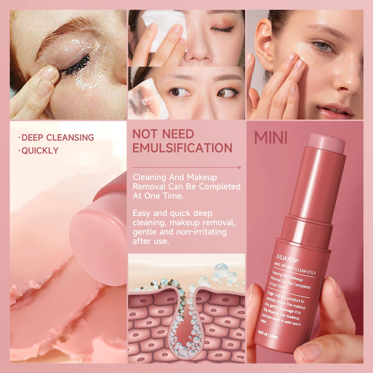 PWYUMAN Makeup Remover Stick – Face Eye & Lip Cleansing Balm Makeup Remover Balm Qst