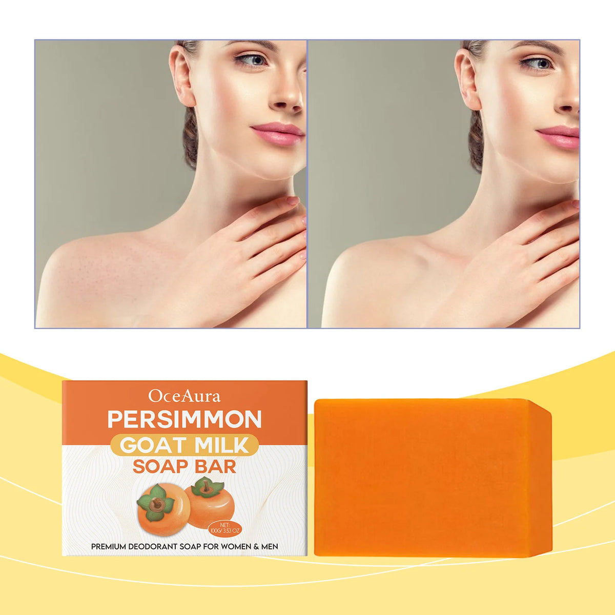 OceAura Persimmon Goat Milk Soap – Moisturizing Bar Handmade Soap Bar Qst