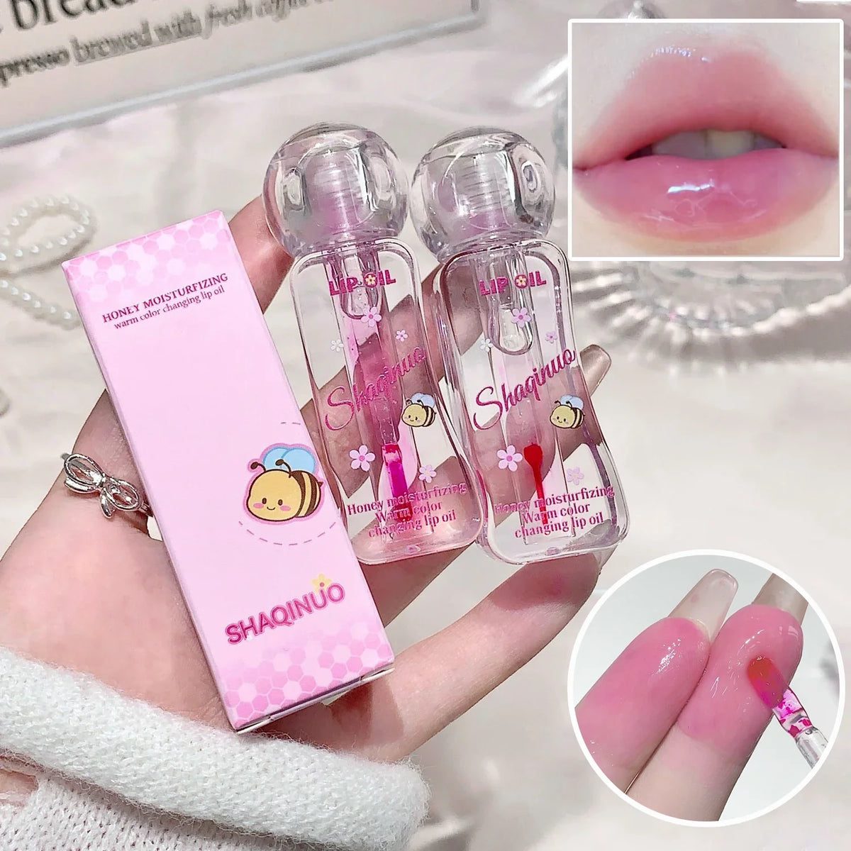 SHAQINUO Honey Lip Oil | Color-Changing Moisturizing Gloss Lip Oil Gloss Qme