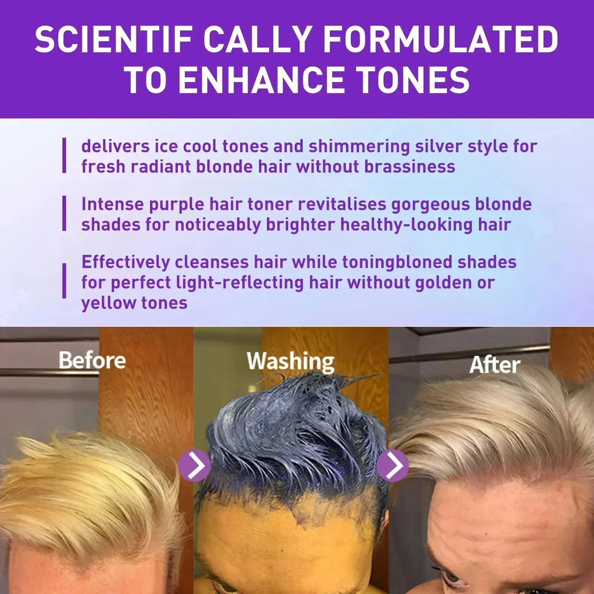 Gray Fixing Purple Shampoo – Tone & Cover Bleached Hair Hair Dye Shampoo Qme