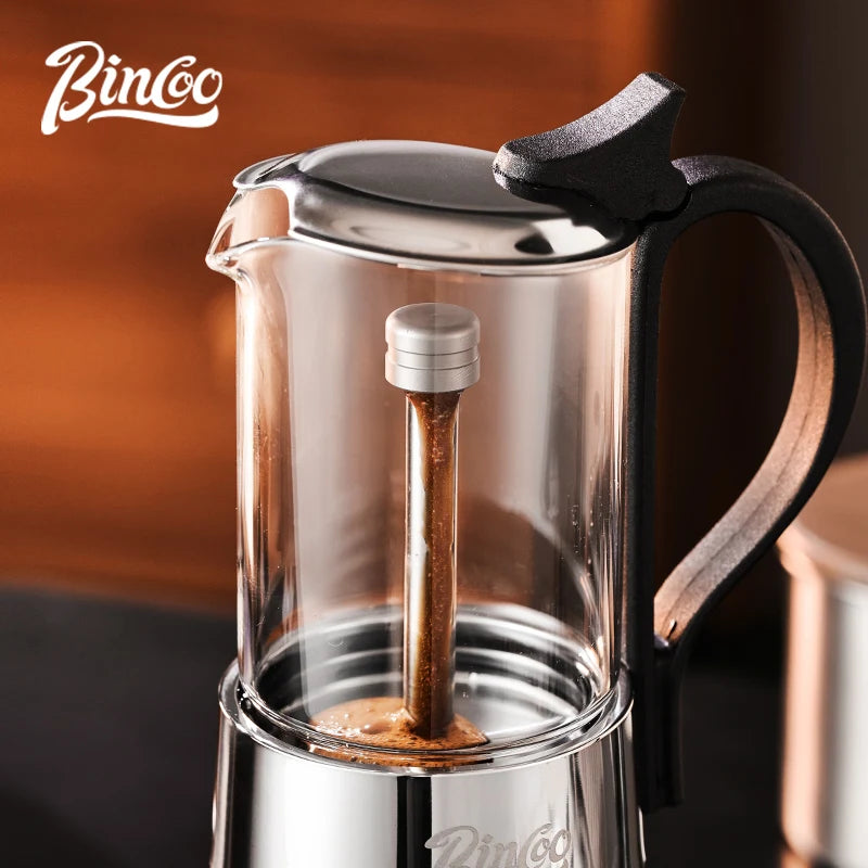 Bincoo Visual Glass Double Valve Moka Pot & Ceramic Base 220V Moka Pot Set Qst