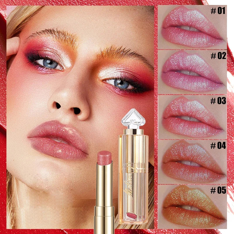 Shiny Waterproof Lipstick – 5 Vibrant Long-Lasting Colors Lipstick Qme