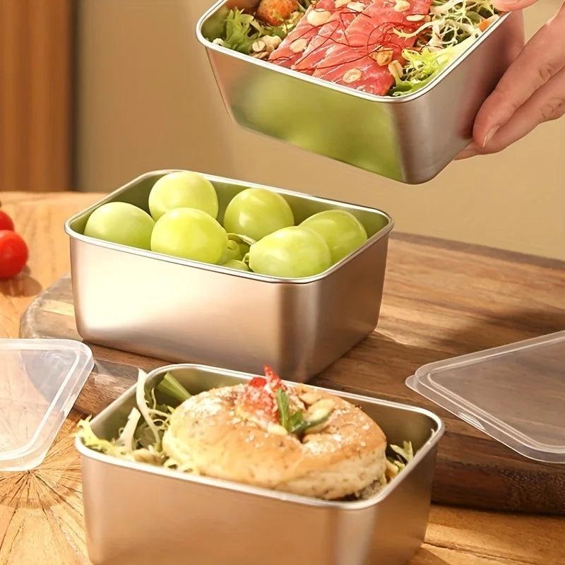 Stainless Steel Airtight Lunch Box – Rectangle Food Container Food Storage Container Qme
