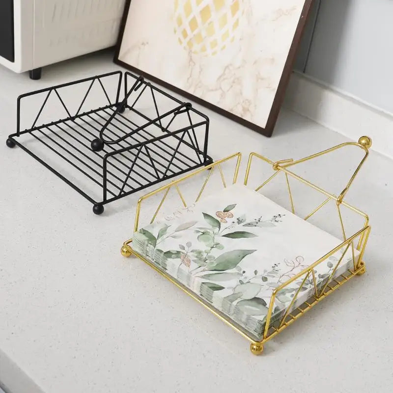 Square Metal Napkin Holder with Weighted Arm | Farmhouse Style Napkin Holder Qst
