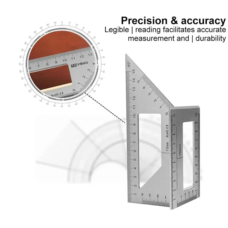 Aluminum Square Angle Ruler Marking Gauge – 45 & 90 Degree Angle Marking Gauge Qme