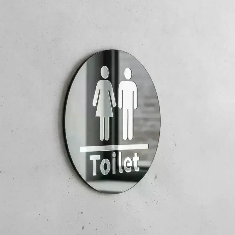 3D Acrylic Bathroom Sign Men Women – Self-Adhesive Wall Sticker Bathroom Door Sign Qme