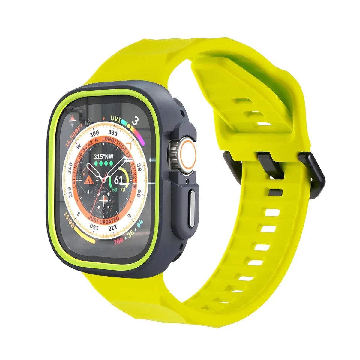 Silicone Sport Strap & Case for Apple Watch Ultra 2/9/8/7/SE/5 Watch Strap & Case Qme Fluorescent 41mm Series 9 8 7