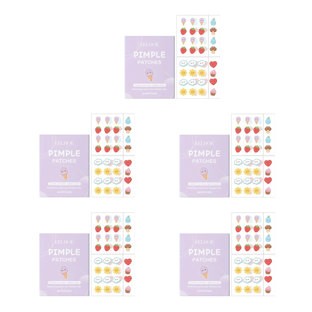 Cartoon Hydrocolloid Acne Patches with Salicylic Acid – 144 Pcs Acne Patches Qme 5 x 144pcs Boxed