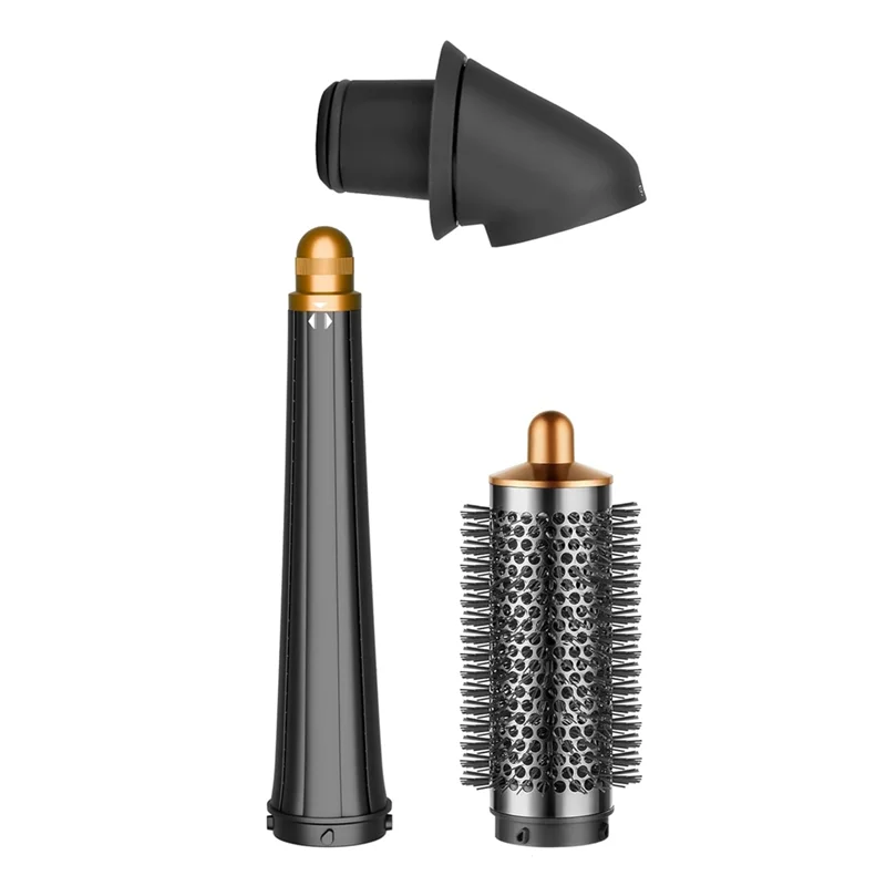 Dyson Supersonic Accessory Kit – Conical Barrel, Adapter & Brush Hair Dryer Accessory Kit Qst Grey Gold