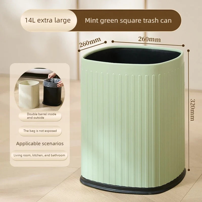 Dual-Compartment Large Modern Open Waste Bin | 10–15L Dual Compartment Bin Qme