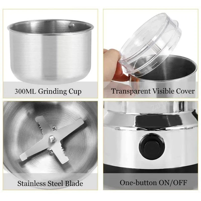 ZARTSEN Electric Coffee & Spice Grinder – Multifunctional Home Mill Electric Coffee Grinder Qst