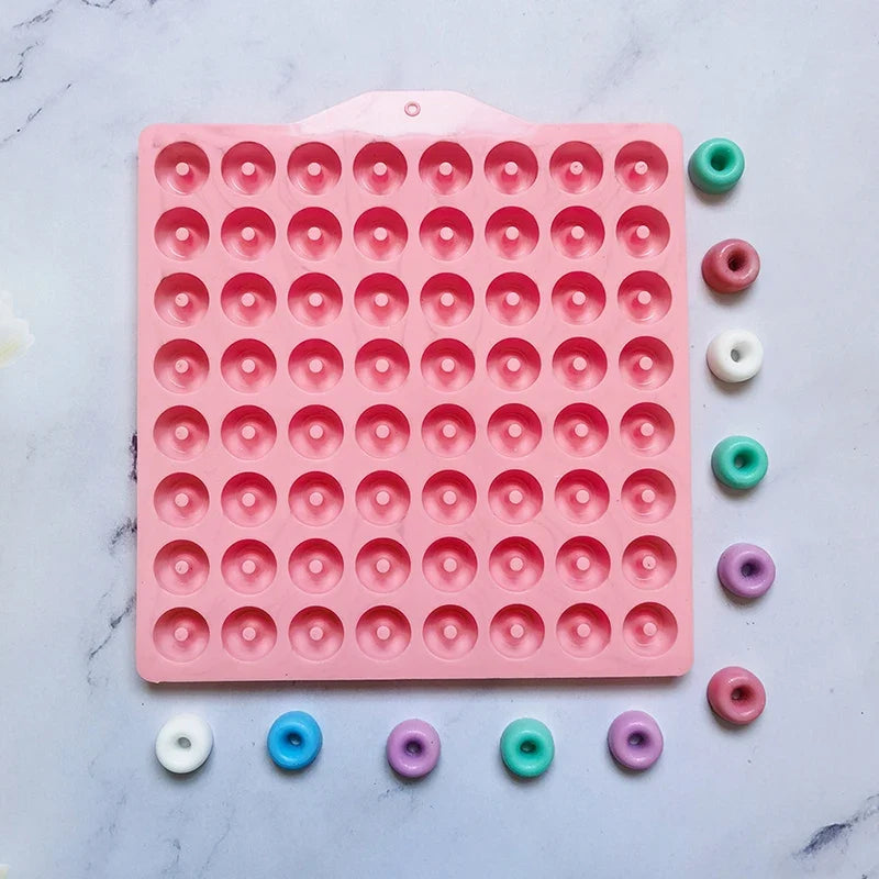 64-Cavity Mini Donut Silicone Mold – Chocolate, Candy & Jelly Silicone Candy Mold Qme