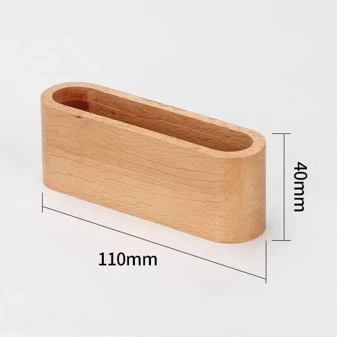 Wooden Business Card Holder & Note Display Rack | Desk Organizer Business Card Holder Qme Beige