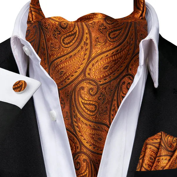 Men's Paisley Cravat Ascot Set with Cufflinks & Handkerchief Cravat Ascot Set Qme LDAS1149