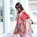 Oversized Chiffon Printed Shawl Scarf – UV Beach Wrap 110×160 Chiffon Shawl Scarf Qst Red
