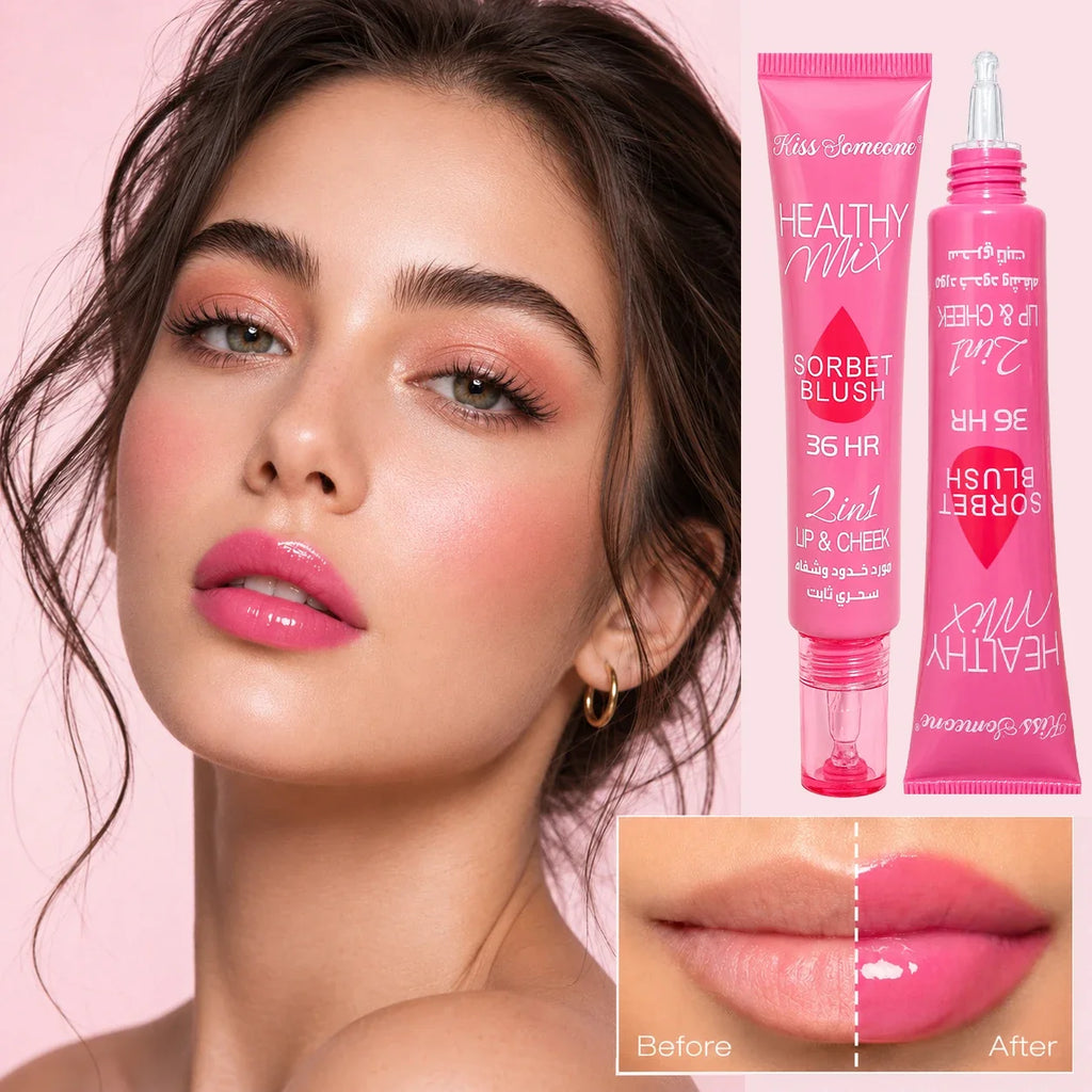 Qme Waterproof Lip Oil & Powder Blusher – Warm Glow 2-in-1 Lip Oil & Blusher Qme