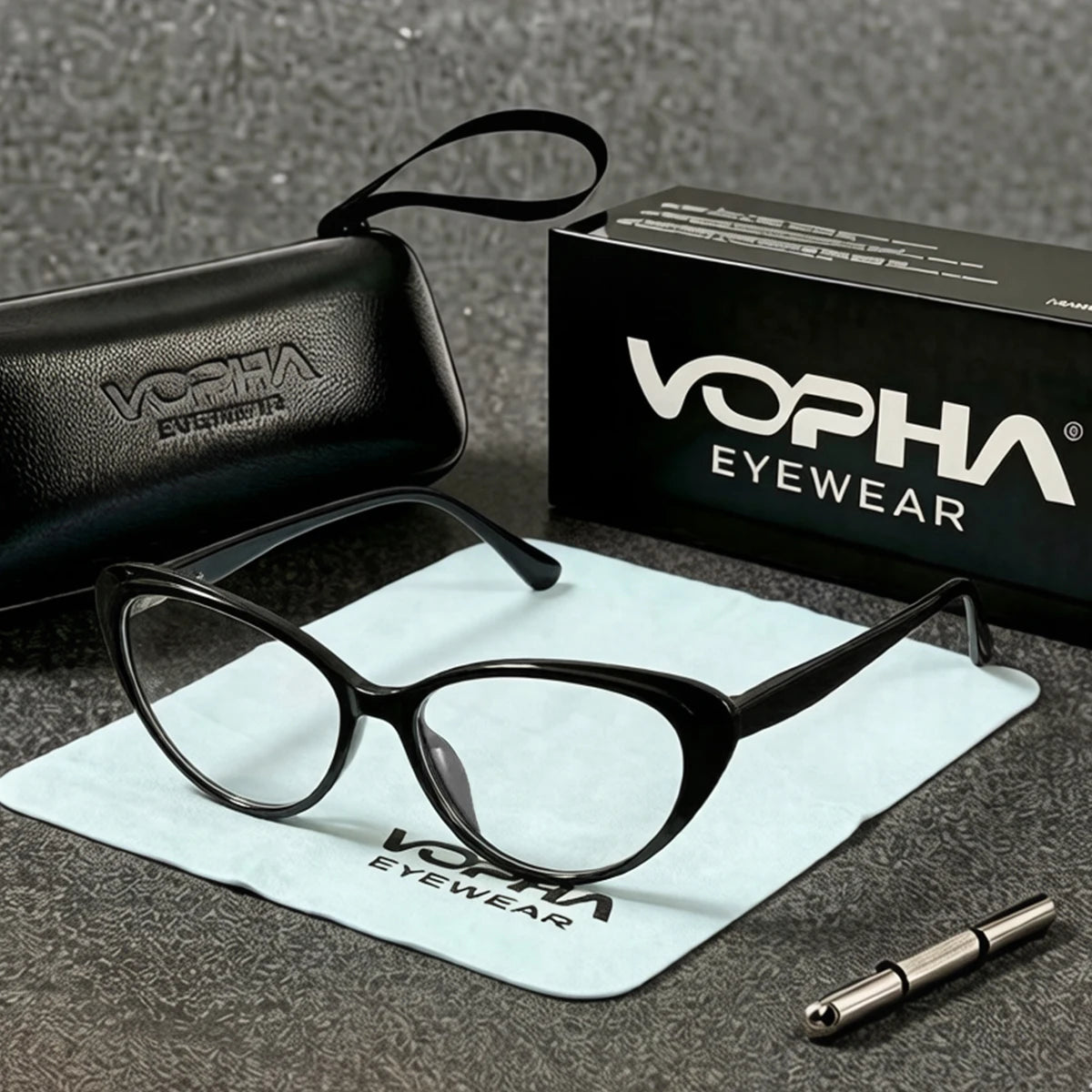 VOPHA Cat Eye Reading Glasses Women +1.0–+3.0 Blue Light L52 Cat Eye Reading Glasses Qst 200 Black