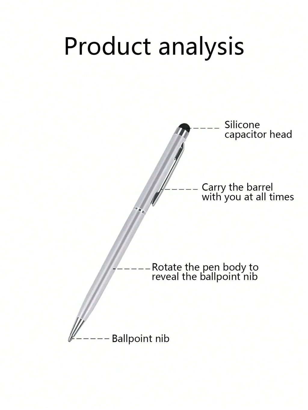 2-in-1 Capacitive Stylus & Ballpoint Pen | Metal, 3 Colors Stylus Ballpoint Pen Qme