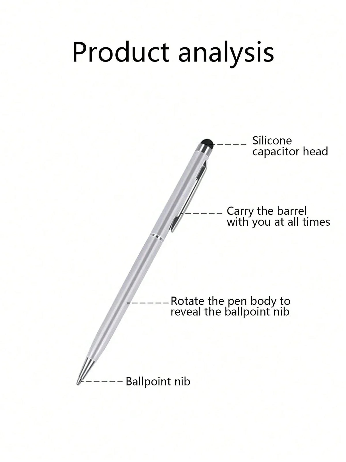 2-in-1 Capacitive Stylus & Ballpoint Pen | Metal, 3 Colors Stylus Ballpoint Pen Qme