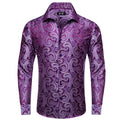 Men's Luxury Paisley Jacquard Shirt | Purple Mixed Pattern Men's Dress Shirt Qme CY-1079 XXXL