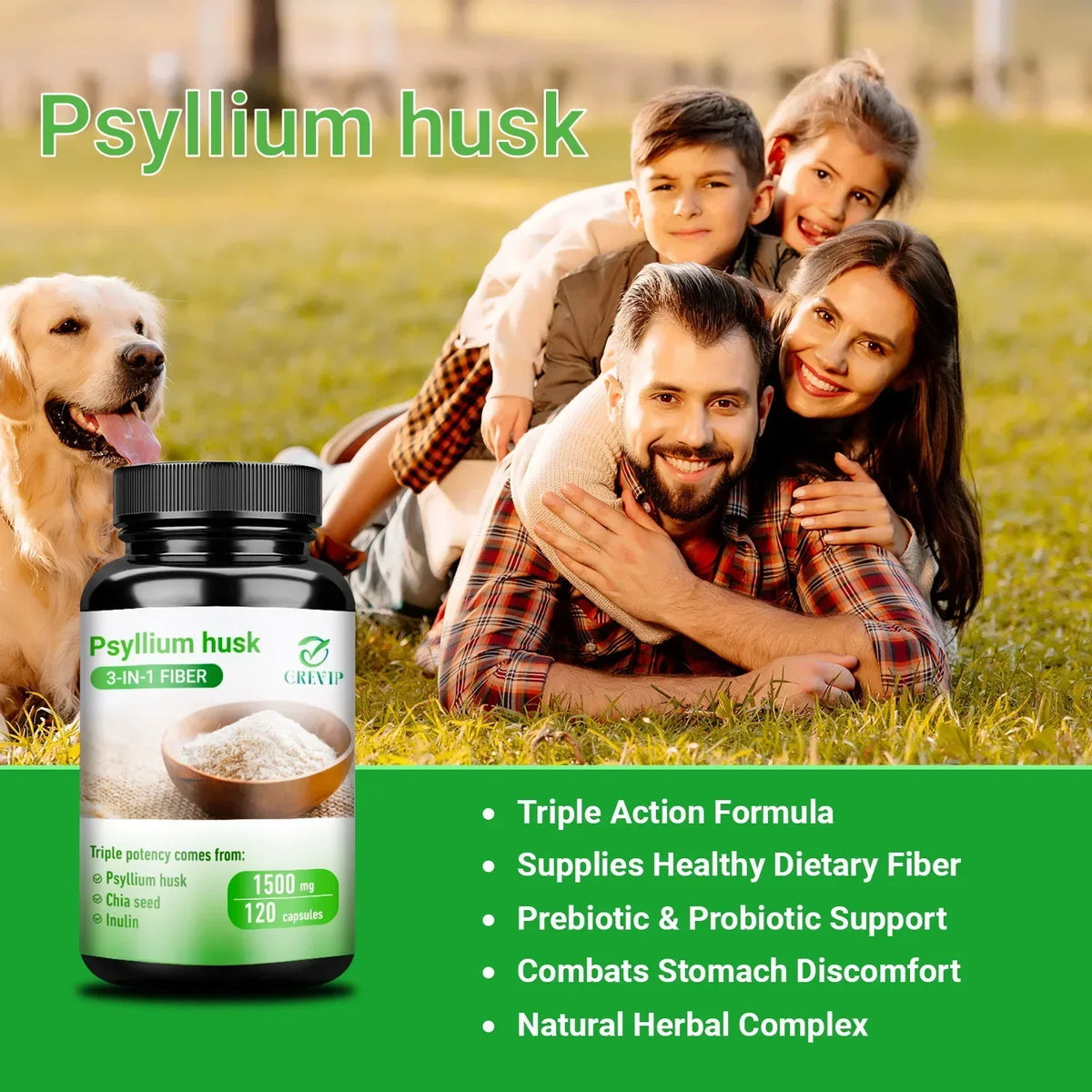 Psyllium Husk Fiber Capsules – Natural Soluble Fiber Supplement Fiber Supplement Qst