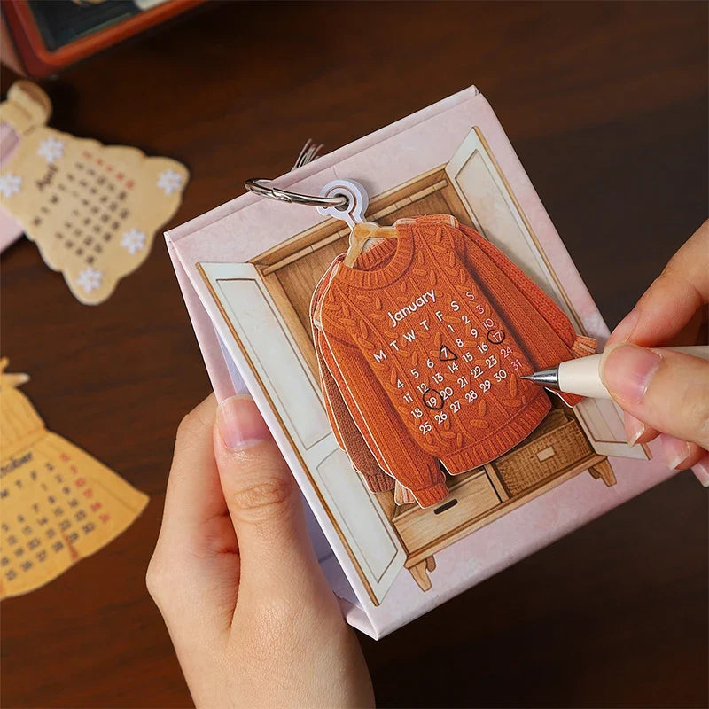 2027 Wardrobe-Shaped Mini Desk Calendar – Cute Creative Design Mini Desk Calendar Qme