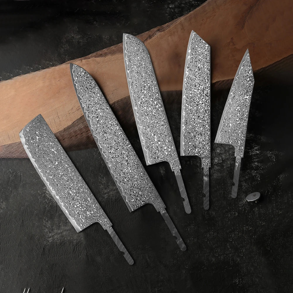 Damascus Steel Chef Knife Blank Blade – DIY Full Tang Forged Knife Blank Blade Qst