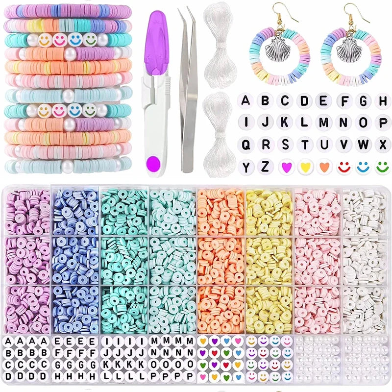 Macaron Polymer Clay Flat Chip Beads – DIY Bracelet & Necklace Kit Jewelry Making Beads Qme