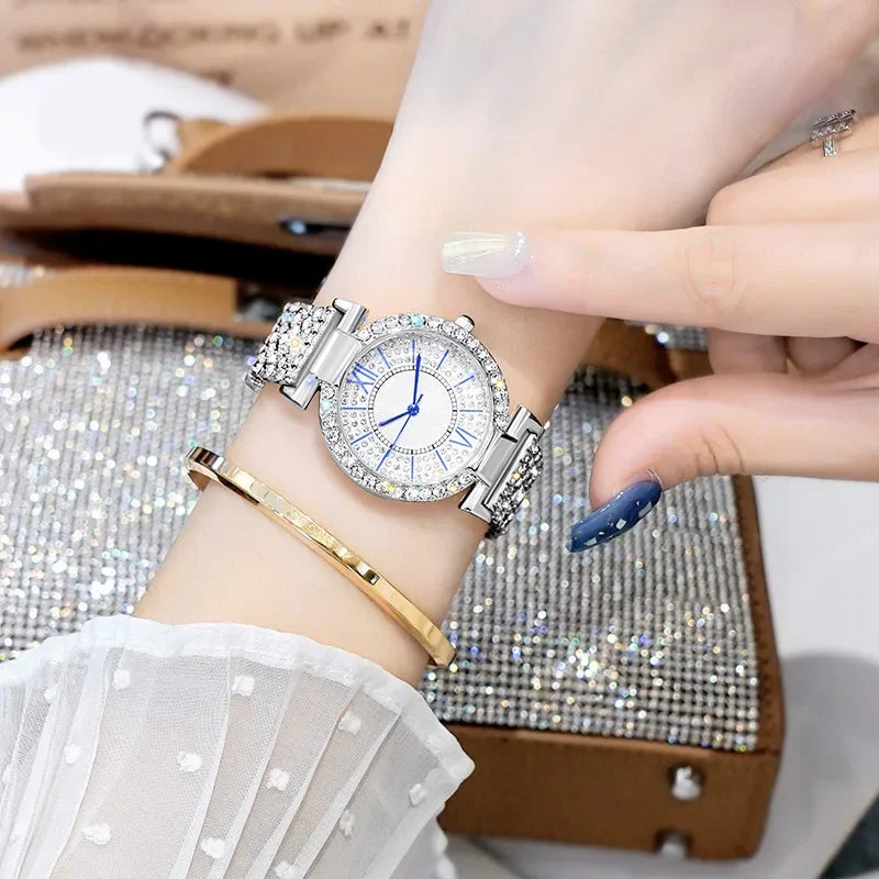 Ladies' Quartz Diamond Roman Numeral Starry Sky Watch Ladies Fashion Watch Qme
