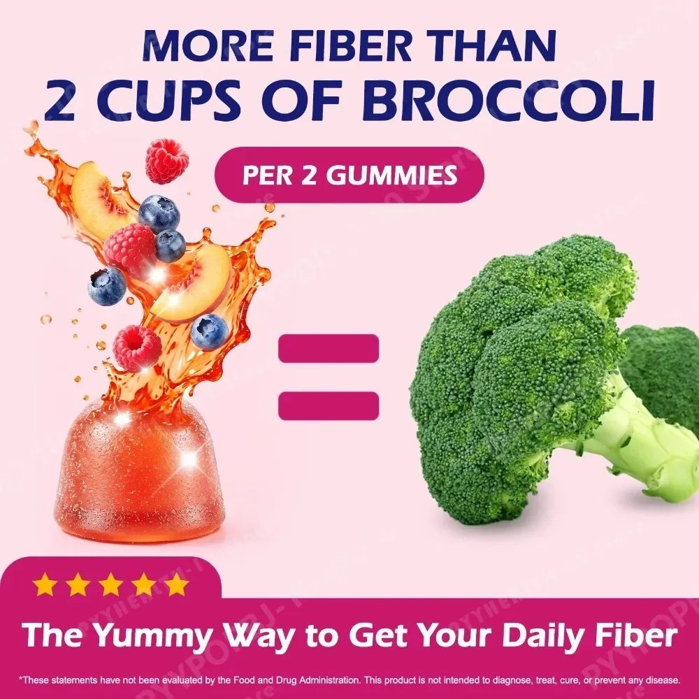 Sugar-Free Fiber Gummies 5g Dietary Fiber Berry Peach Vegan 90ct Fiber Supplement Gummies Qst