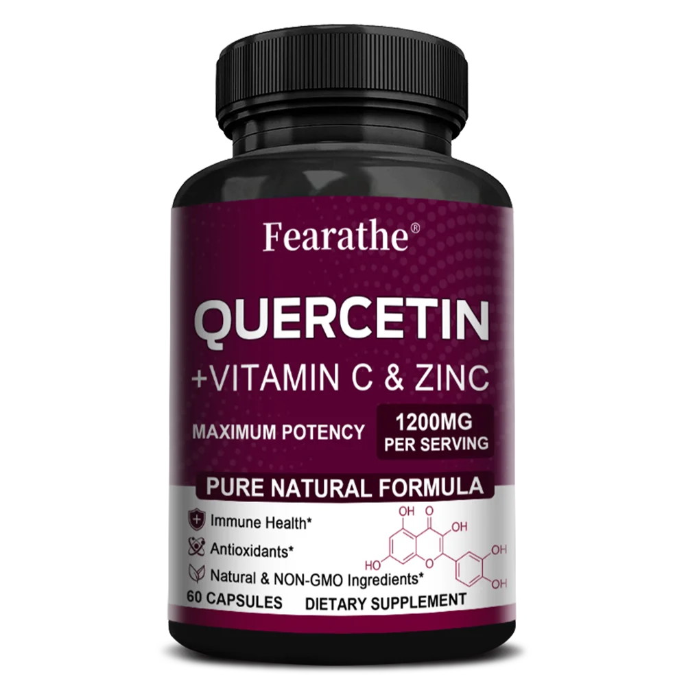 Quercetin 1200mg Zinc & Vitamin C Capsules – Non-GMO 60ct Herbal Supplement Qst 60 count 3 bottle