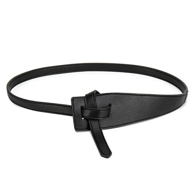 Women's Korean Minimalist Coat Belt – PU Buckle Waist Tie Women's Fashion Belt Qme 70cm Black