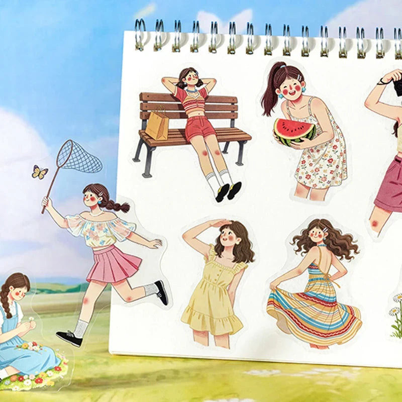 Fresh Summer Girly No-Cut Sticker Pack – Journals & Bottles Decorative Sticker Pack Qme