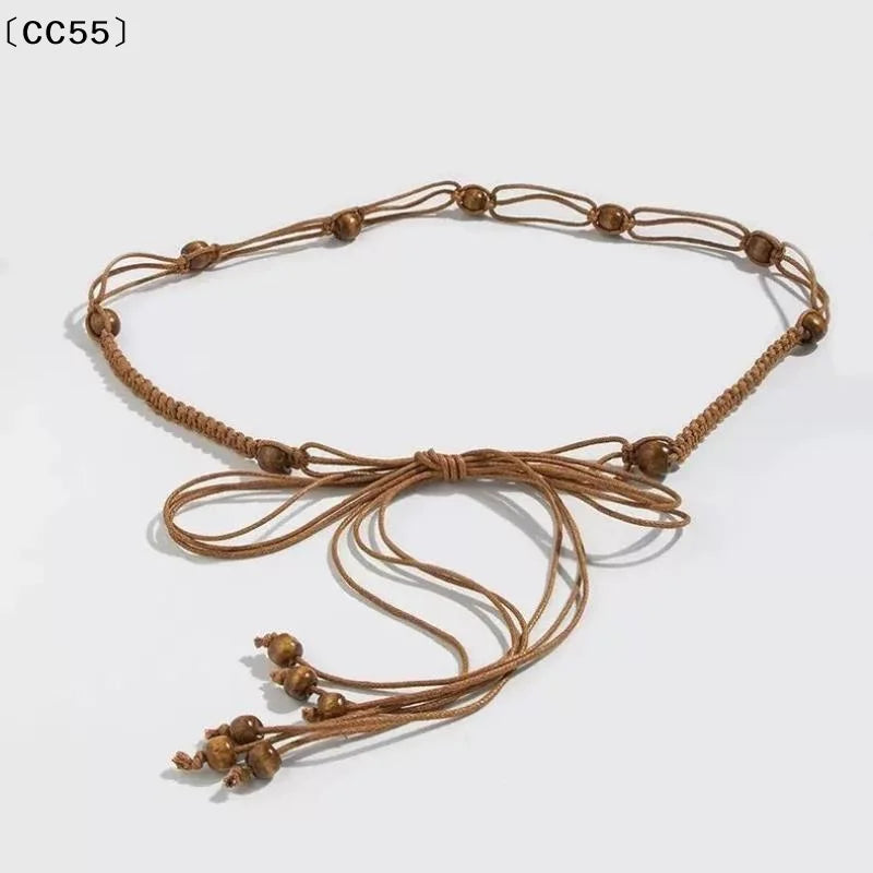 Women's Thin Vintage Knotted Canvas Waist Belt for Dresses Women's Waist Belt Qst