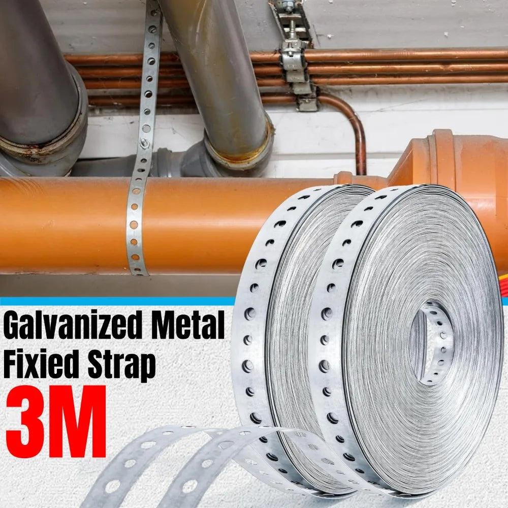 Galvanized Metal Pipe Straps – Bendable Porous Hanger Fixing Pipe Hanger Strap Qme