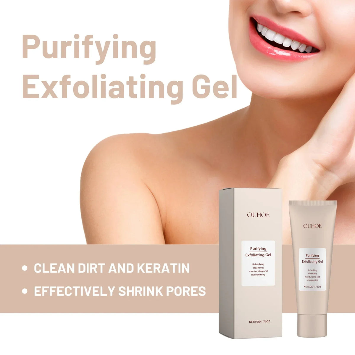 Gentle Exfoliating Face Gel – Pore Cleansing & Skin Smoothing Exfoliating Face Scrub Qme