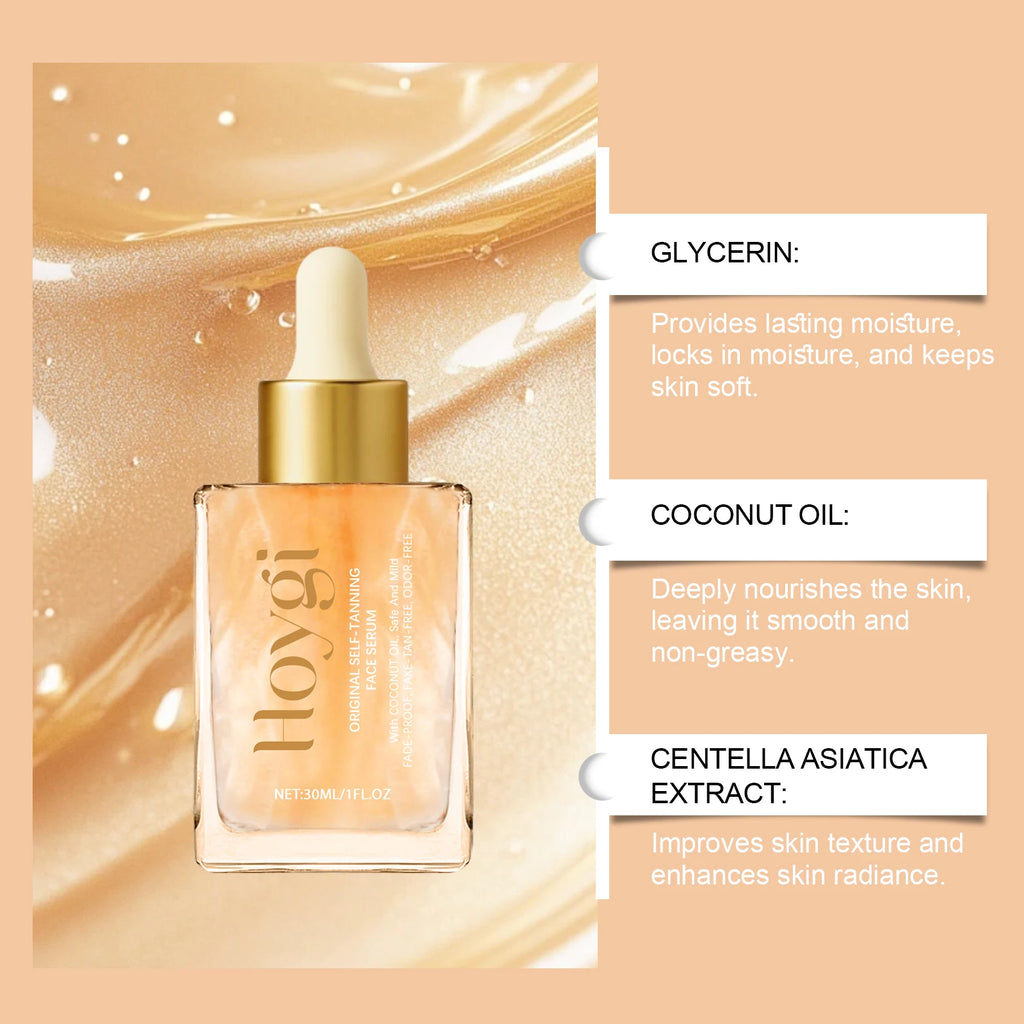 Hoygi Self-Tanning Face Serum – Streak-Free Natural Glow Self-Tanning Serum Qst