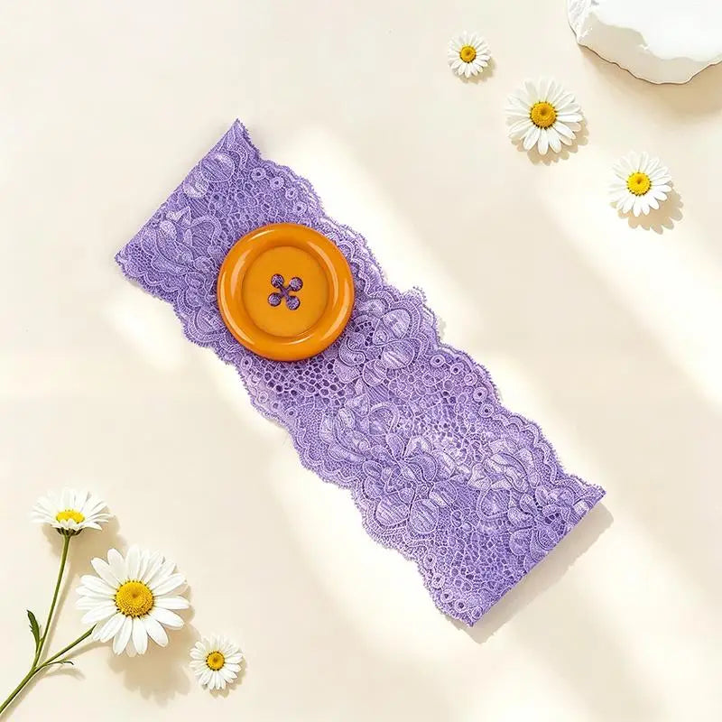 Y2K Oversized Button Lace Headband – Women's Trendy Style Lace Headband Qst A4