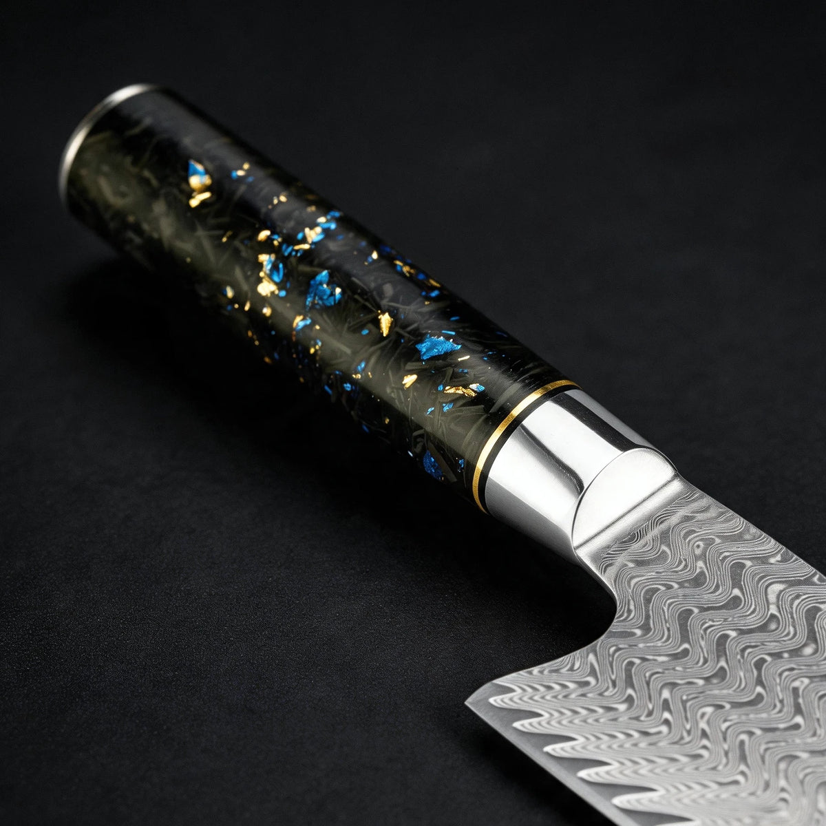 XITUO 7" Damascus Steel Santoku Knife – Carbon Fiber Handle Santoku Kitchen Knife Qst