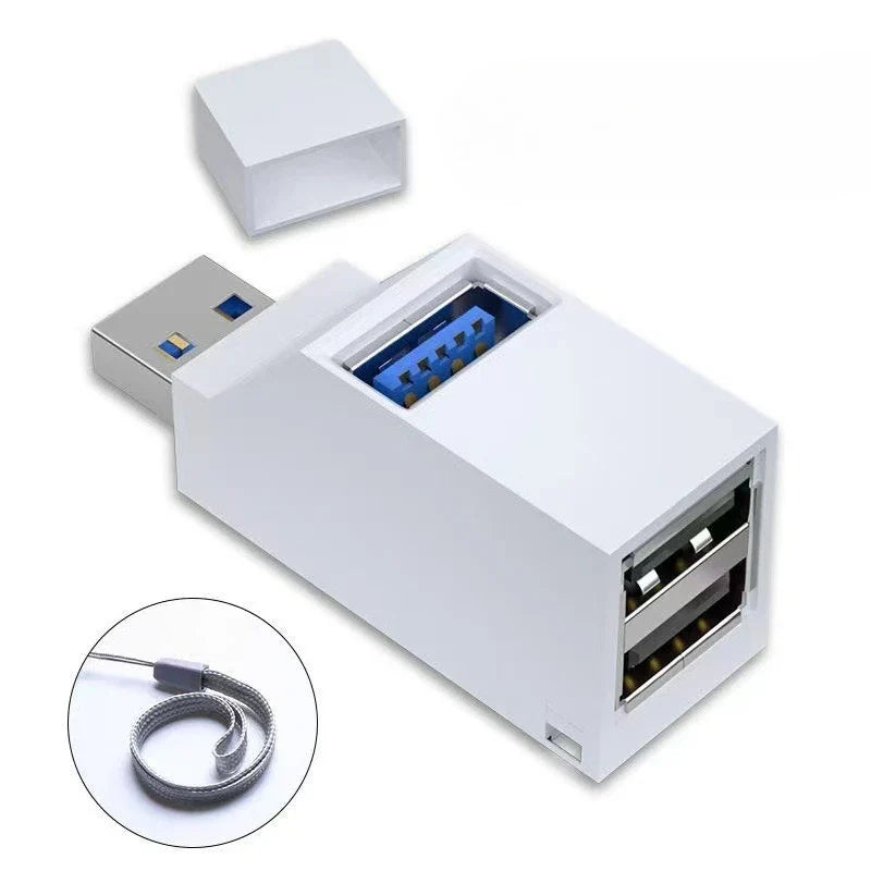 USB 3.0 4-Port Portable Hub Splitter for Laptop & PC | Qme USB Hub Splitter Qme USB3.0 White