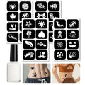 Reusable Temporary Tattoo Kit – Body Glue, Stencils & Glitter Body Art Kit Qme 5pcs