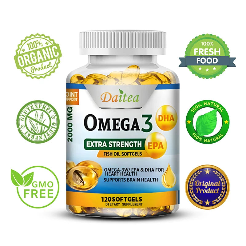 Omega 3 Fish Oil 2000mg – EPA DHA Supplement, 120 Capsules Omega-3 Supplement Qst